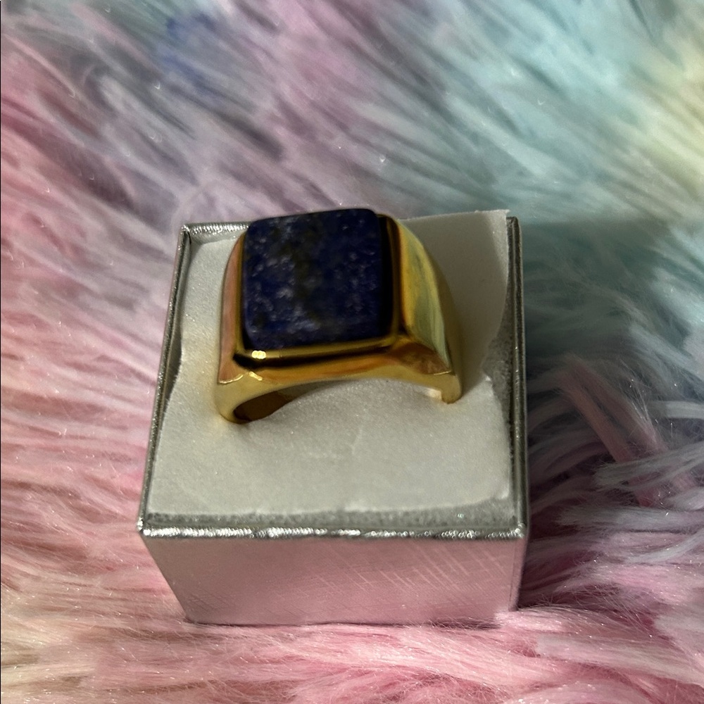 Gold and Blue Square Ring